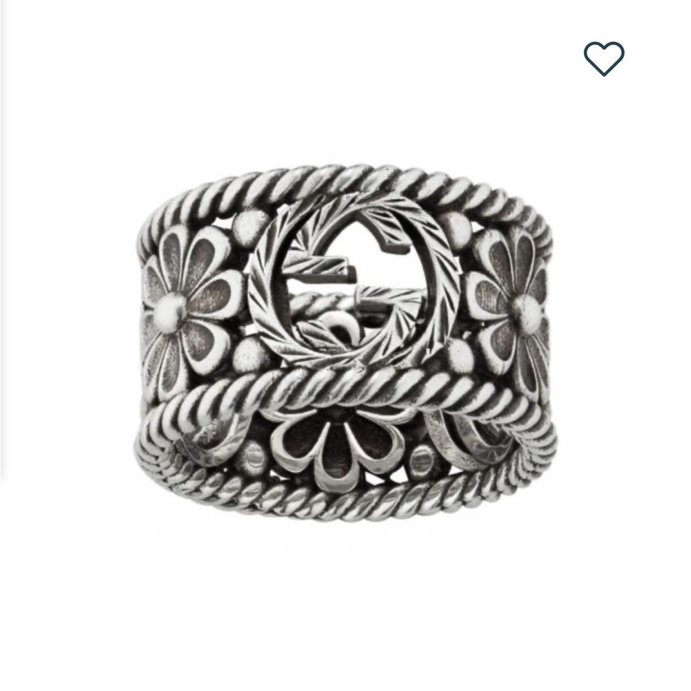 Gucci Interlocking G Wide Flower Band Ring